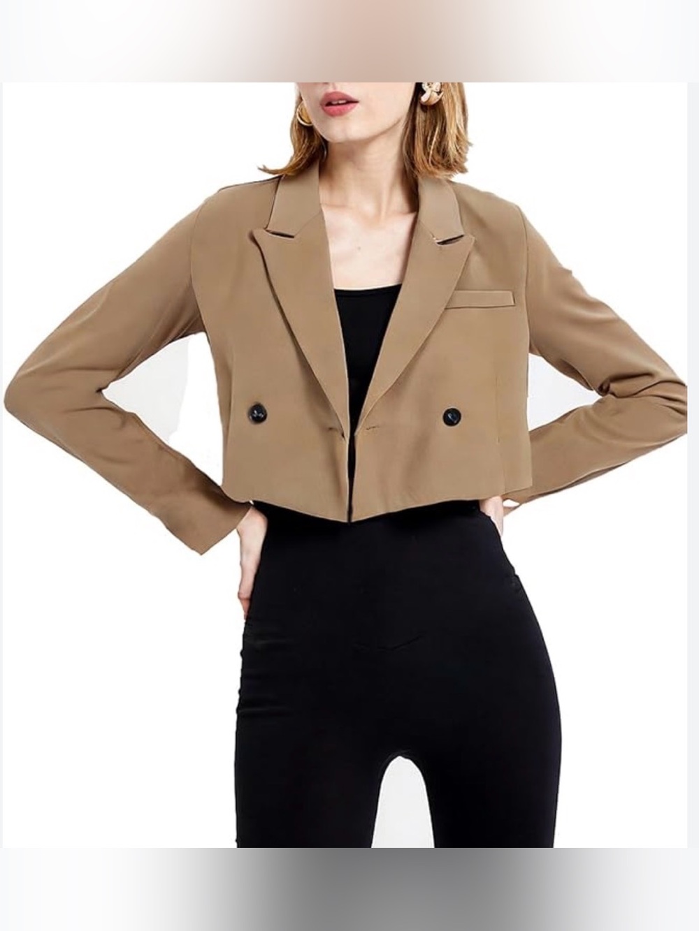 NWT Cropped Camel Tan Women's Blazer Jacket Medium